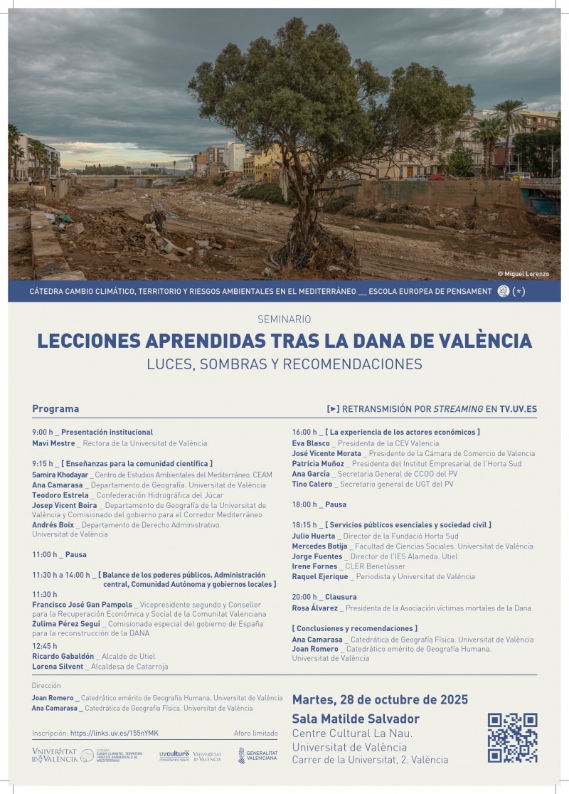 SEMINARI - LLIÇONS APRESES DESPRÉS DE LA DANA DE VALÈNCIA LLUMS, OMBRES I RECOMANACIONS